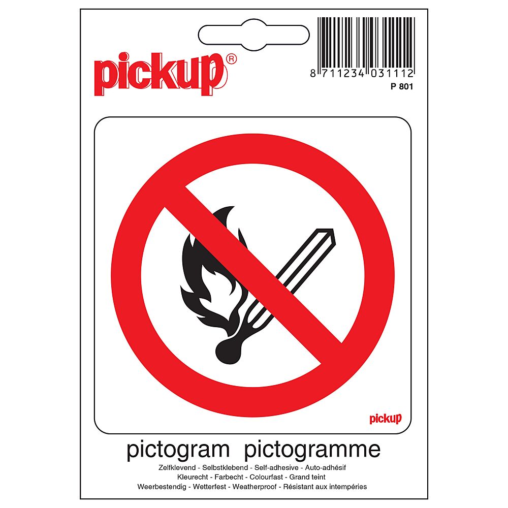 Pickup Pictogramme Flammes Nues Interdites 10x10cm Communication AVA Be