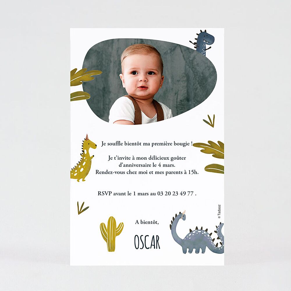 Carte D Invitation Anniversaire Enfant Dinosaures Et Guirlande Ma