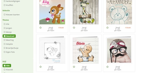 Geboortekaartjes online personaliseren en bestellen.