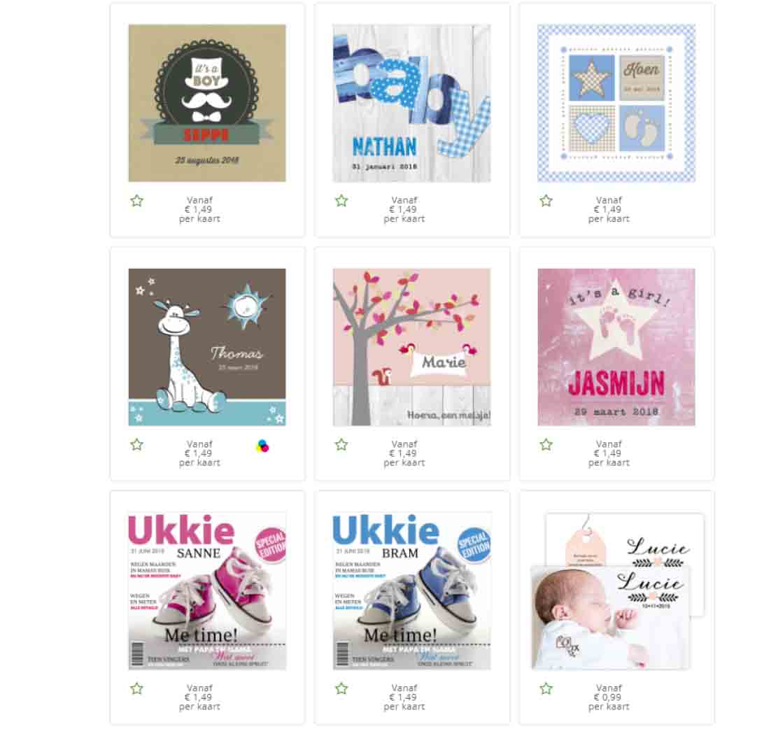 Geboortekaartjes online personaliseren en bestellen.