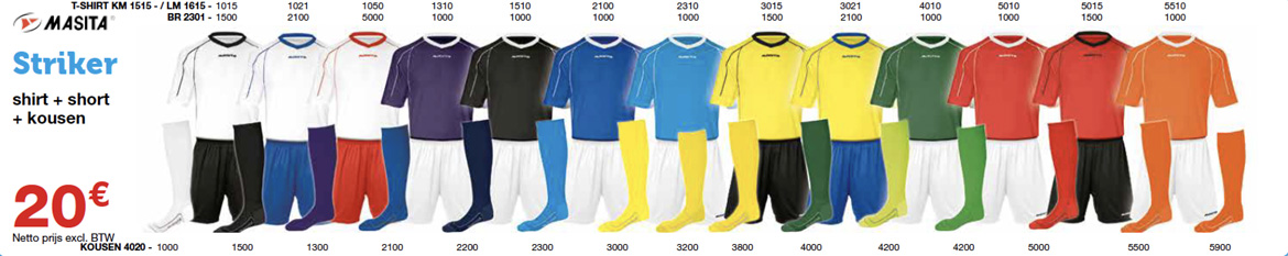 Masita Striker outfit voor voetbalploegen Masita Striker outfit voor voetbalploegen