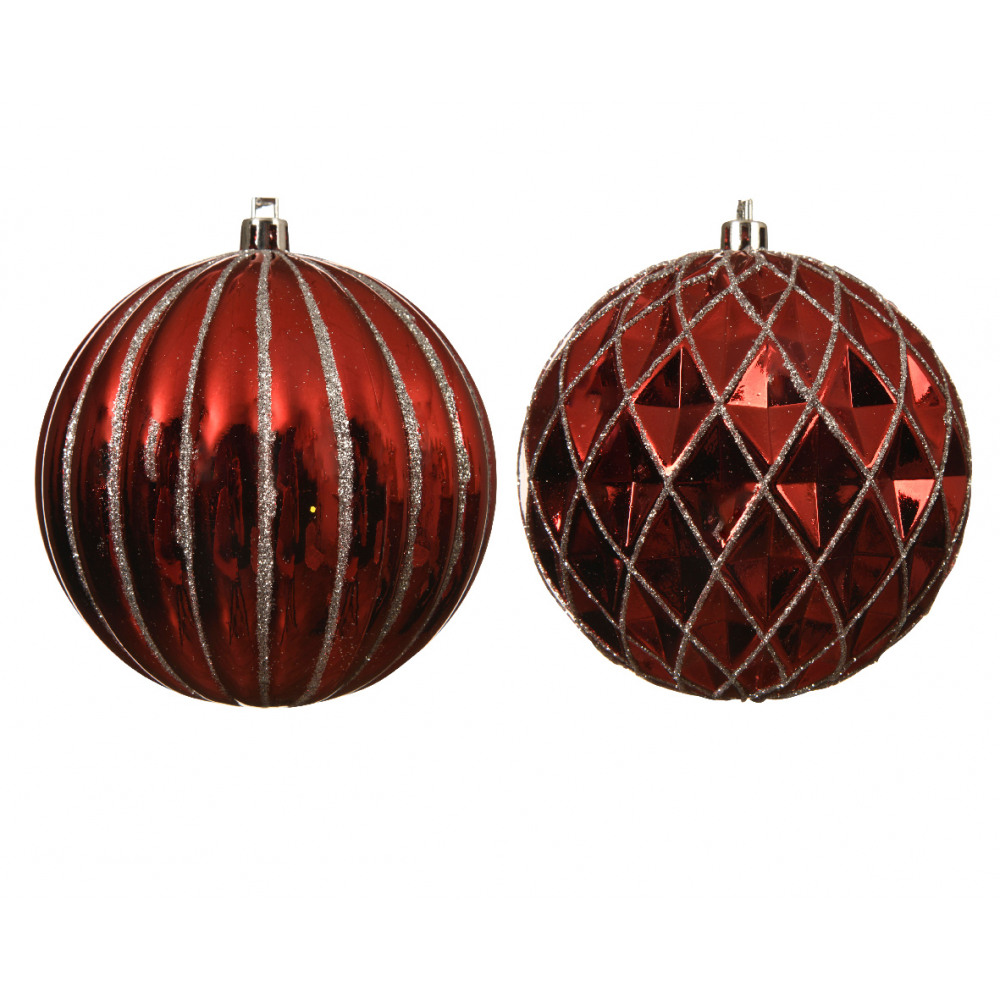 Boule De Noël Plastique 10cm Diamètre Rouge Noël Avec