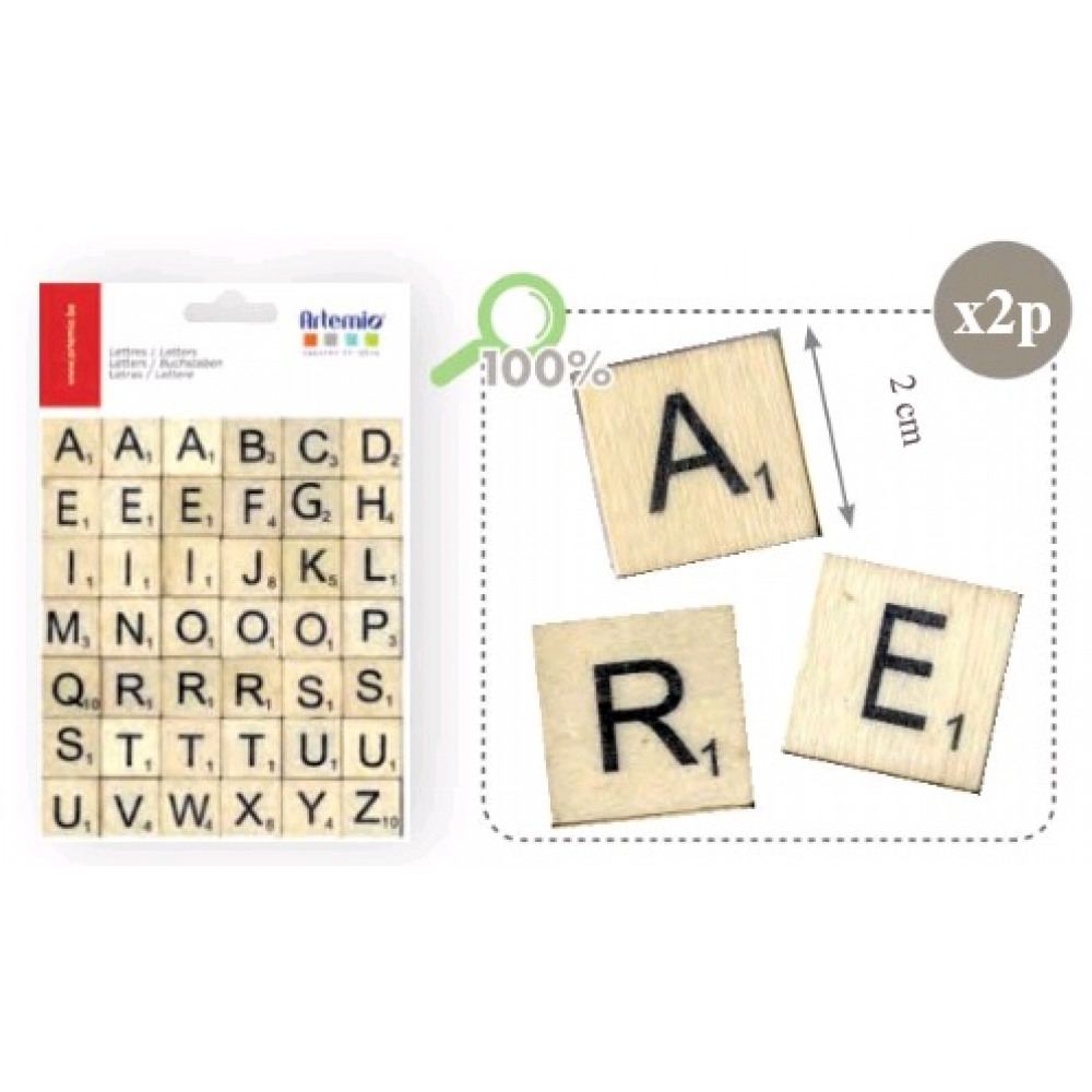 Artemio Letters Hout Scrabble Hoofdletters 42 Stuks Knutselen AVA.be