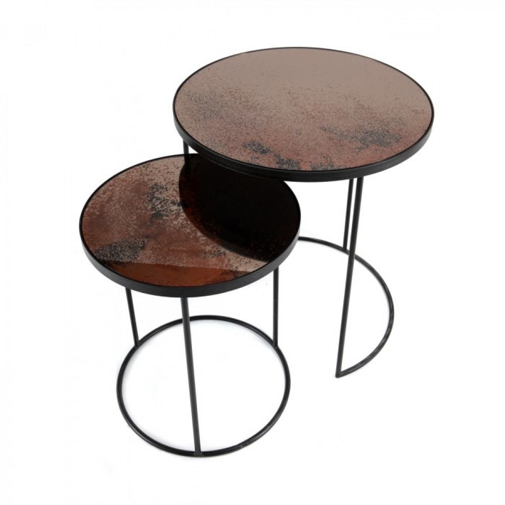 notre monde bronze nesting side table set heavy aged