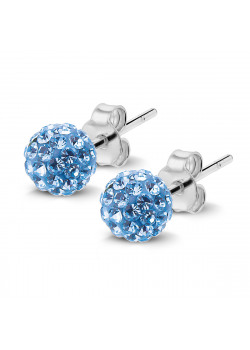 Twiceasnice Earrings Silver Oz00ao03045 001 Jpg Silver Earrings 6 Mm Ball With Light Blue Crystals