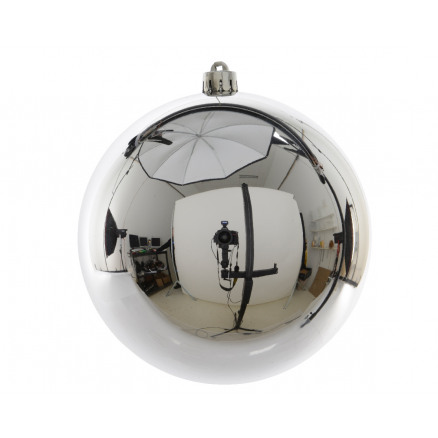 Boule De Noël Plastique 20cm Diamètre Argent Décoration