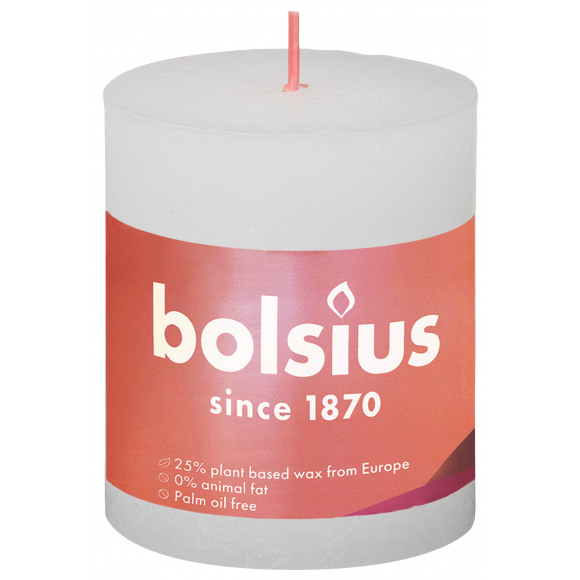 BOLSIUS Bougie Cylindre Rustique Blanc H 10cm Ø 10cm 62h Blanc