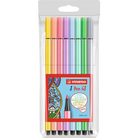 STABILO Pen 68 Feutre De Coloriage Wallet Pastel 8 Pièces