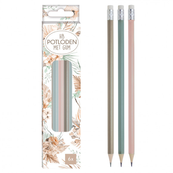 AVA selection Set De Crayons HB + Gomme Bloom 6 Pièces