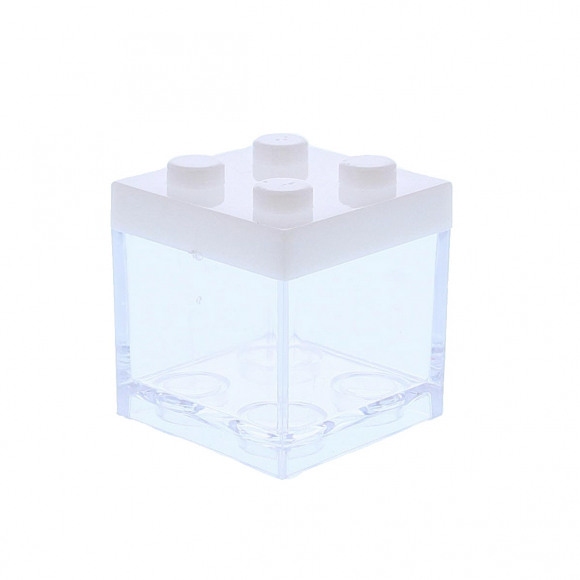 AVA selection Bloc Lego Plexi Transparent + Couvercle Blanc 5x5x5,5cm Autres
