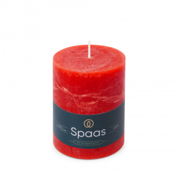 SPAAS Cilinderkaars Rustiek Rood H 11cm Ø 8cm +/- 65u