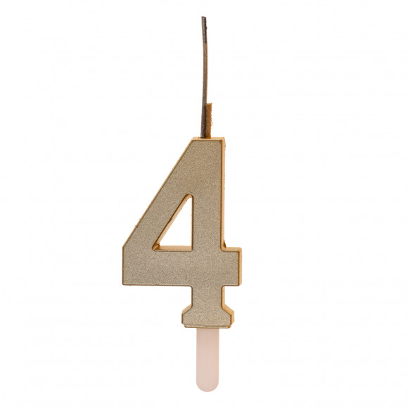 AVA selection IJsfontein + Kaars Cijfer 4 Goud 15cm