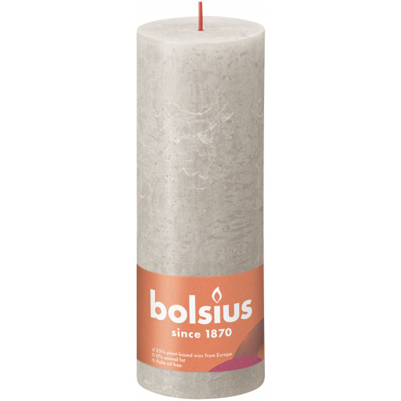 BOLSIUS Bougie Cylindre Rustique Sandy Grey H 19cm Ø 6,8cm Noir/gris