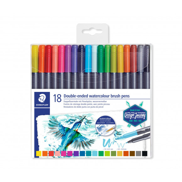 STAEDTLER Marsgraphic Duo Marqueurs-Pinceau Watercolor Effect 18 Pièces