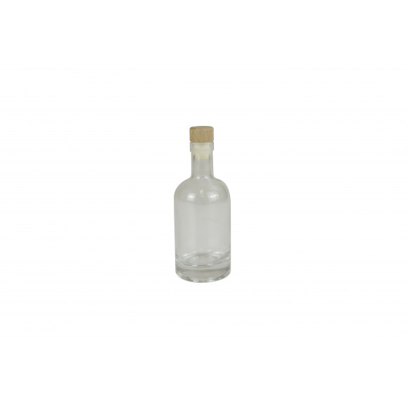 AVA selection Flesje Glas Transparant + Houten Sluiting H 14cm Ø 5,3cm 390ml
