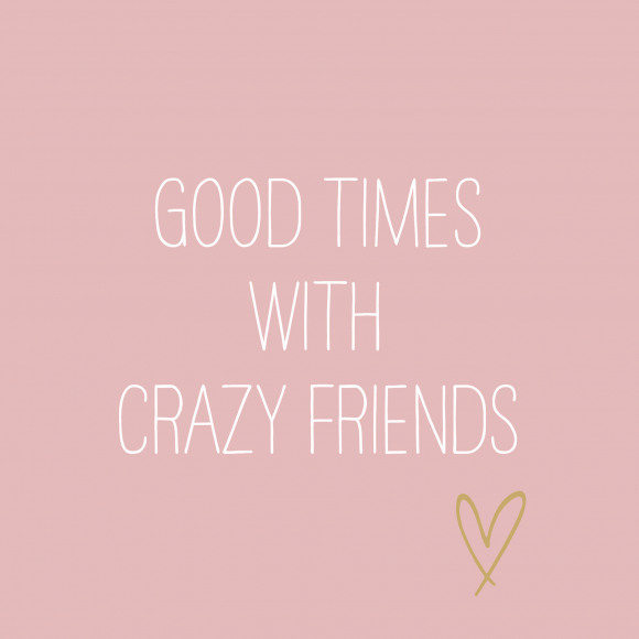 PPD Servetten "Good Times With Crazy Friends" Roze 33x33cm 20 Stuks Paars/Roze
