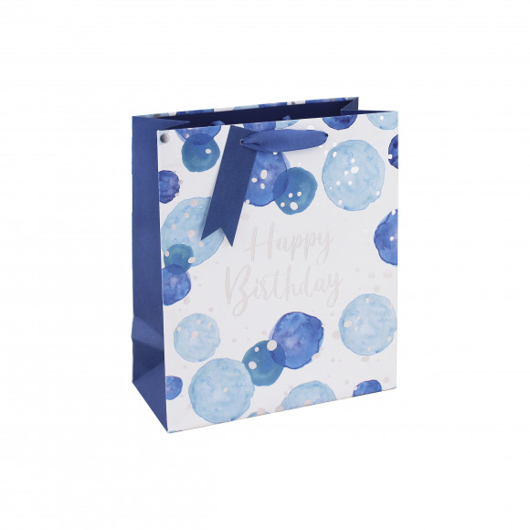 CLAIREFONTAINE Sachet Cadeau 21,5x10,2x25,3cm Bleu Happy Birthday Bleu