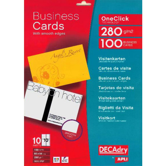 APLI Cartes De Visite 85x54mm 280g/m² I Blanc 100 Pièces