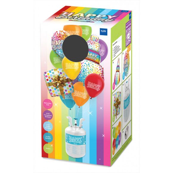 AVA selection Kit Hélium Happy Birthday (Réservoir Hélium + Ballons + Ruban)