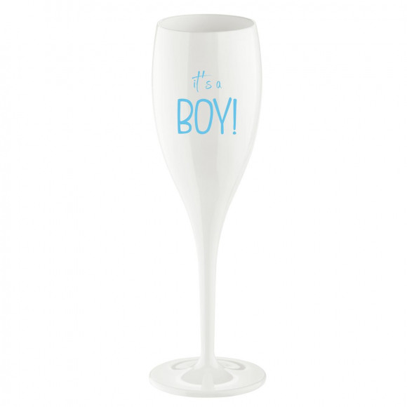 KOZIOL Champagneglas Wit Onbreekbaar 100ml "It's A Boy" Wit