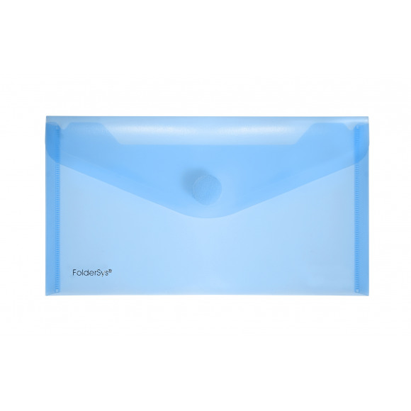 FOLDERSYS Mapje Met Velcrosluiting C5/6 22,5x12,5cm Blauw Transparant PP