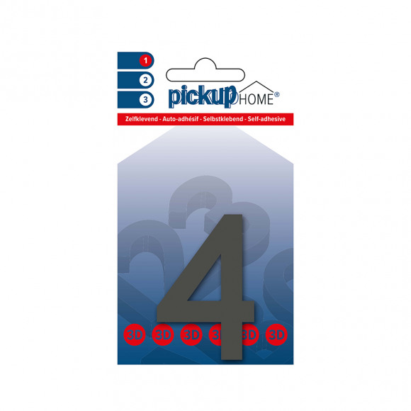 PICKUP 3D Home Rio Cijfer 4 Grijs 6cm