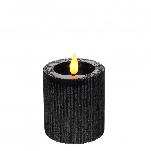 AVA selection Bougie Pilier Rustique LED Noir H 7,5cm Ø 7cm