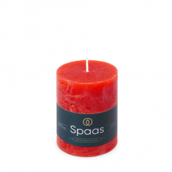 SPAAS Cilinderkaars Rustiek Rood H 9,5cm Ø 7cm +/- 35u