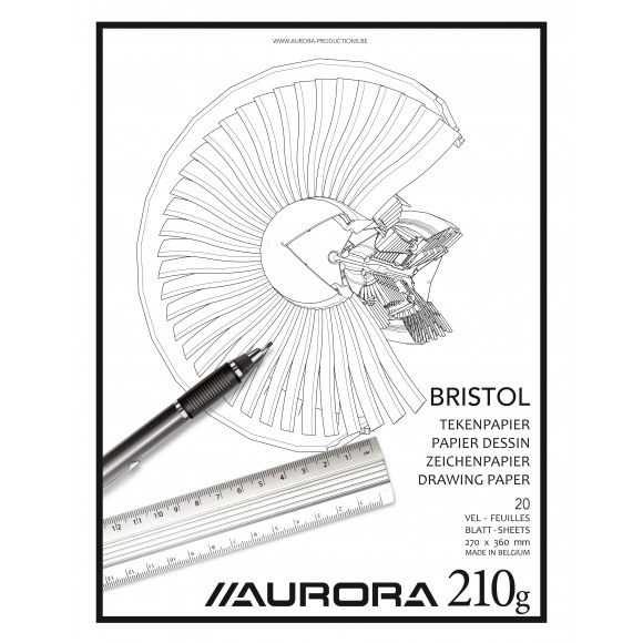 AURORA Raphael Bloc Dessin Bristol 360x270mm 210g/m² 20 Feuilles Blanc