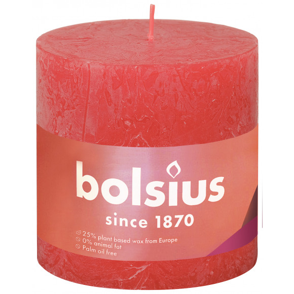 BOLSIUS  Bougie Cylindre Rustique Rose H 19cm Ø 6,8cm 77h Violet/rose