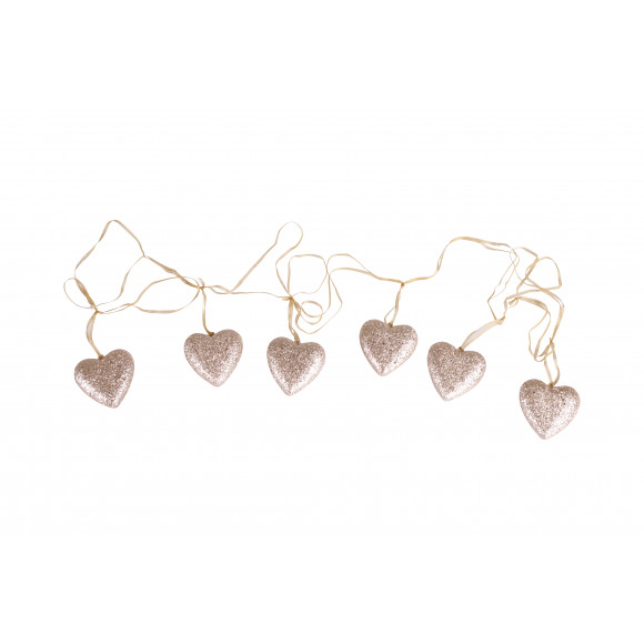 AVA selection Guirlande Avec 6 Coeurs 180x6cm Champagne Pailleté Autres