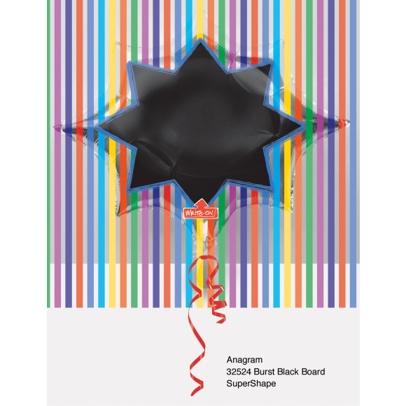 AVA selection Folieballon 88x73cm Multi Stripes Zwart Krijtvlak