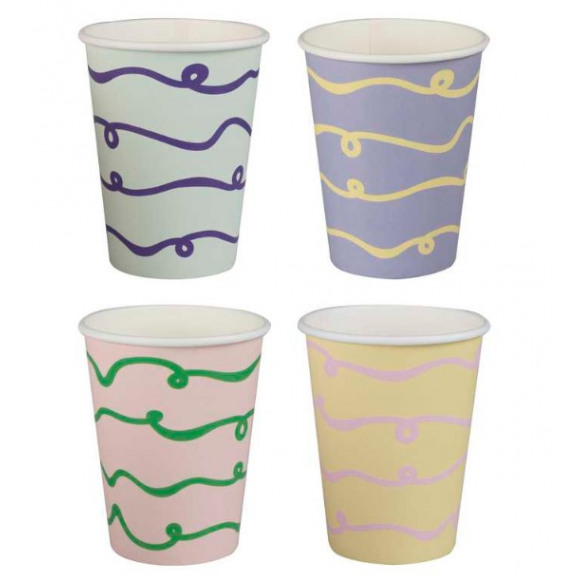 GINGER RAY Beker Karton Wavy Pastel 280ml 8 Stuks