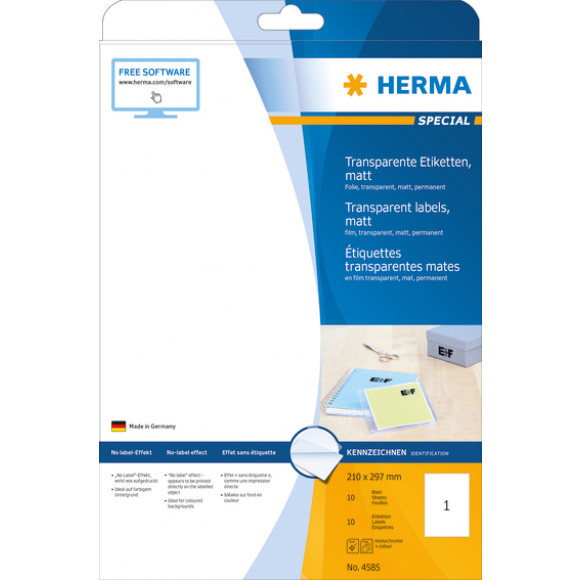 HERMA Transparante Folie-etiketten Mat A4 10 Stuks