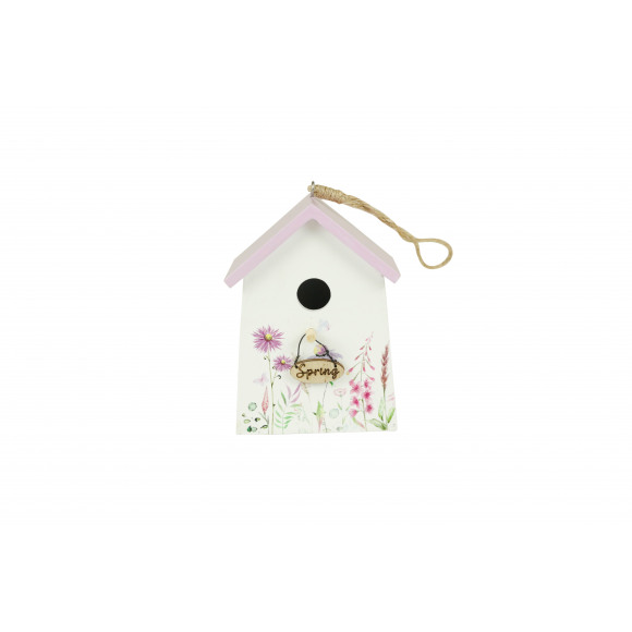 AVA selection Pendentif Nichoir À Oiseaux Bois Lilas 8x5x11cm Violet/rose