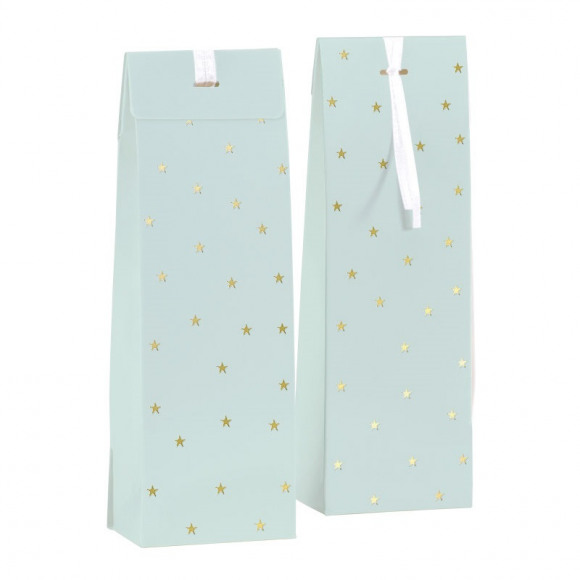 AVA selection Tasje 5x3x15cm Mint Met Gouden Sterretjes 10 Stuks