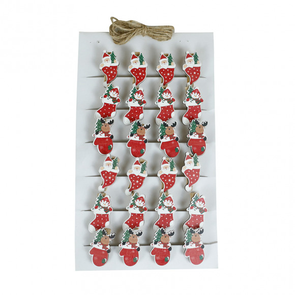 AVA selection Touw Met Clips Voor Kerstkaarten 24 Clips Kerstsok