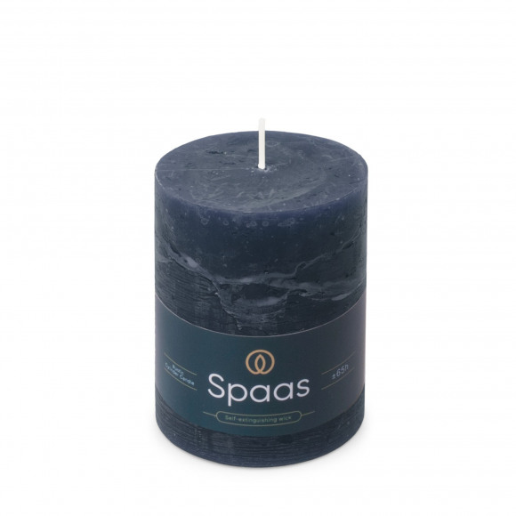 SPAAS Cilinderkaars Rustiek Donkerblauw H 11cm Ø 8cm +/- 65u