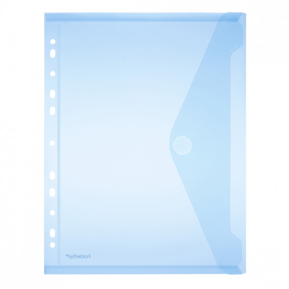 FOLDERSYS Mapje Met Velcrosluiting + 11 Gaatjes A4 Blauw Transparant PP