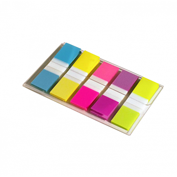 POST-IT Index 12x43mm Bleu-Jaune-Rose-Mauve-Vert 20 Index/Couleur/Dévidoir