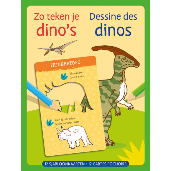 AVA selection Zo Teken Je Dino's - 12 Sjabloonkaarten