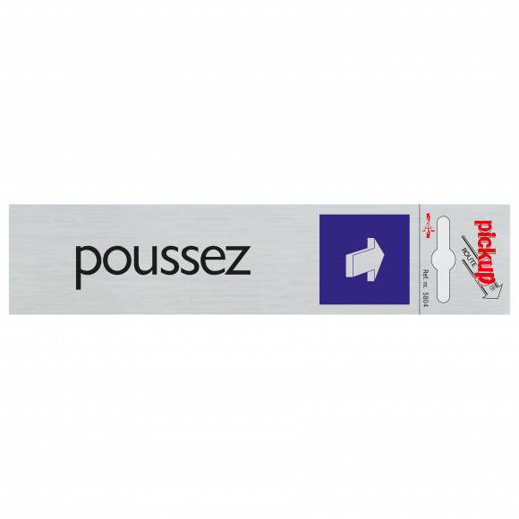 PICKUP Route Alu "Poussez" + Flèche 16,5x4,4cm Horizontal