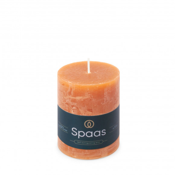SPAAS Cilinderkaars Rustiek Oranje H 9,5cm Ø 7cm +/- 35u