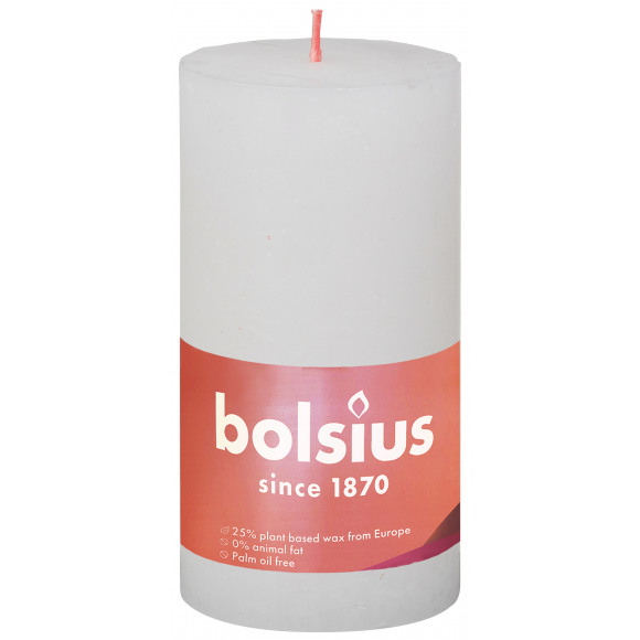 BOLSIUS  Bougie Cylindre Rustique Blanc H 13cm Ø 6,8cm 54h Blanc
