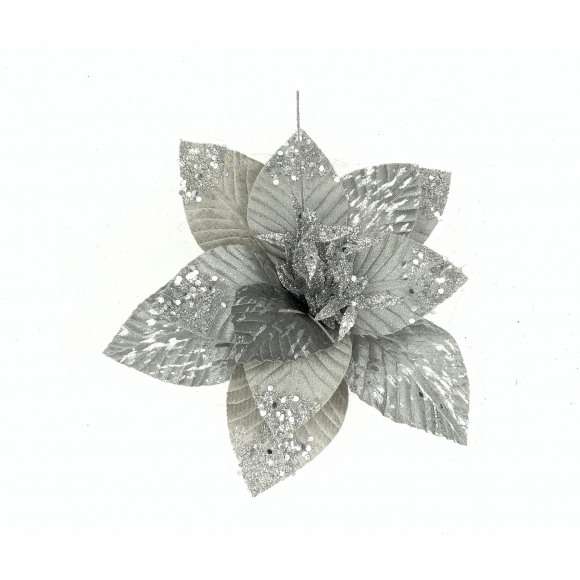 AVA selection Clip Avec Poinsettia Argent Ø 30cm Gris/Argent