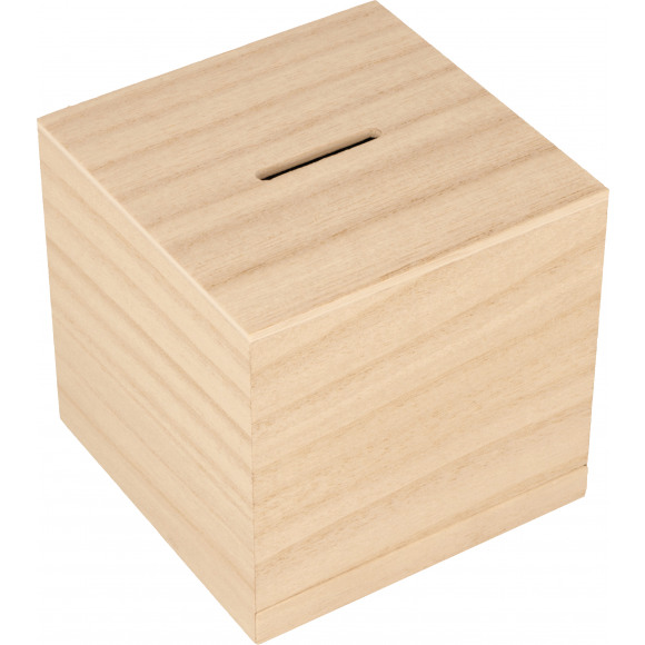 ARTEMIO Tirelire Cube 8,7x8,7x8,7cm Bois Naturel
