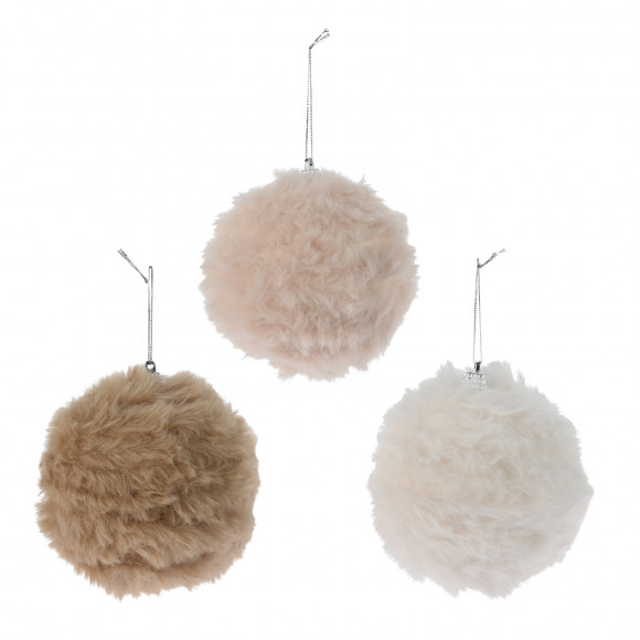 AVA selection Diadème Noël Faux Fur Ø 10cm 1 Des 4 Blanc