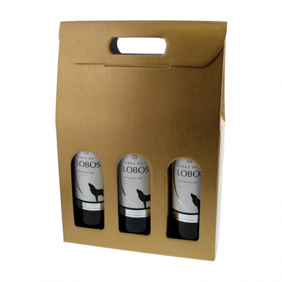 AVA selection Boîte À Bouteille De Vin Pour 3 Bouteilles Or Skin 27x9x38cm Or