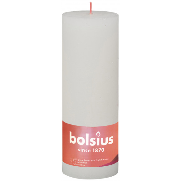 BOLSIUS Bougie Cylindre Rustique Blanc H 19cm Ø 6,8cm 77h Blanc