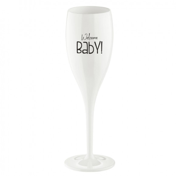 KOZIOL Champagneglas Wit Onbreekbaar 100ml "Welcome Baby" Wit